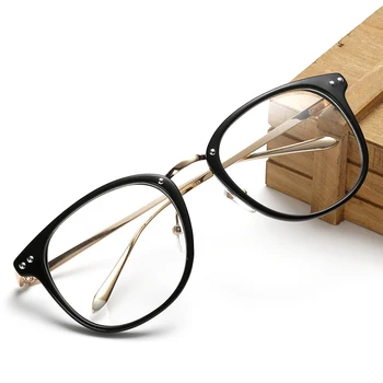 Vintage Boy Gözlük Gözlük Çerçeveleri Erkek Kadın Tasarım Metal Gözlük Çerçeve Şeffaf Lens Optik Gözlük Kadın Erkek