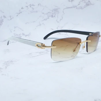 Vintage Güneş Gözlüğü Doğal Manda Boynuzu Erkek Lüks Gözlük Kadın Carters Aksesuarları Çerçevesiz Ahşap Kare gözlük çerçevesi