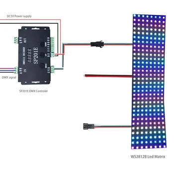 WS2811 WS2812B DMX SPI Led Denetleyici Dekoder ve WS2812 led Matris Paneli SP201E 5 Kanal DMX 512 RGB WW Dekoder Kontrolörü