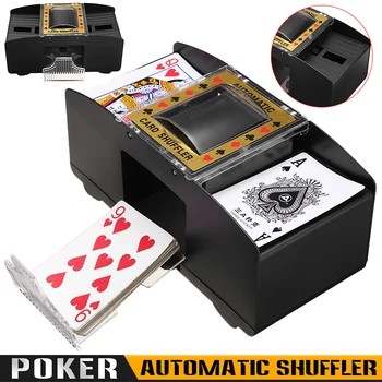 Yeni 1 adet Siyah 2 Güverte Otomatik Kart Shuffler Dayanıklı Taşınabilir Tahta Oyunları Poker Sıralayıcısı Makinesi Dağıtıcı