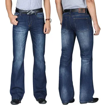 Yeni Alevlendi Kot Erkekler Boot Cut Denim Pantolon Rahat Biraz Ince Tasarımcı Klasik Gevşek Mavi Siyah Pantolon Boyutu 28-40