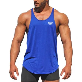 Yeni spor giyim spor salonları stringer tankı üstleri erkekler canotta vücut geliştirme gömlek kolsuz yelek %100 % pamuk Spor tank top