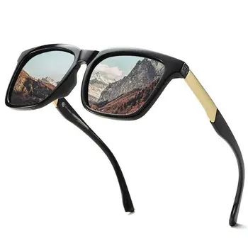 Yeni Stil Polarize Güneş Gözlüğü Erkekler Kadınlar İçin Kare Metal Büyük Çerçeve güneş gözlüğü Marka Sürüş Gözlük Seyahat Güneş Cam UV400
