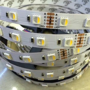 Yeni varış 4 renk 1 led RGBW LED şerit su geçirmez 24 V 12 V 5050 smd 60LED / m 5 m / Rulo RGBW LED şerit işık ücretsiz kargo