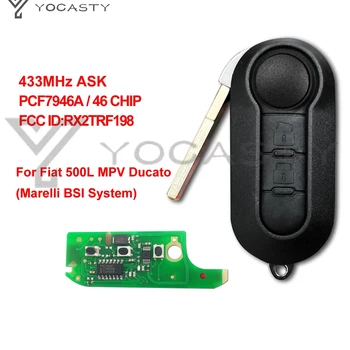 YOCASTY RX2TRF198 2 Düğmeler 433MHz 46 ÇİP Çevirme Fob Oto Uzaktan Araba anahtarı Marelli BSI Sistemi 2008-2015 Fiat 500L MPV Ducato