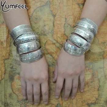 Yumfeel Fabrika Toptan Tibet Takı Vintage Gümüş Bilezik Bilezik Antik Tibet Gümüş Manşet Bilezikler Kadınlar için