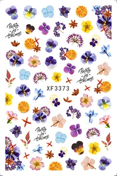 Çiçekler tırnak sticker manikür dekorasyon renkli boyama flora kelebek Graffiti tırnak çıkartmaları XF013