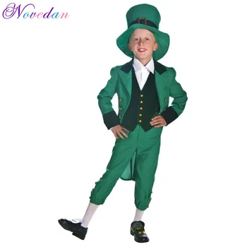 Çocuk Noel İrlandalı Yeşil Elf Aziz Patrick Cosplay Kostüm Halk Festivali Parti Cadılar Bayramı Çocuk Kostümleri Çocuklar İçin Erkek Kız